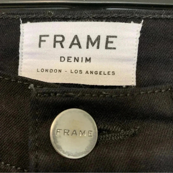 Frame le high skinny  hem black jeans - Picture 2 of 6